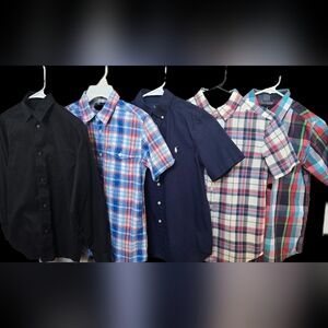 LOT of 5 Boys Assorted Plaid and Solid Shirts Size 10/12 - 12/14